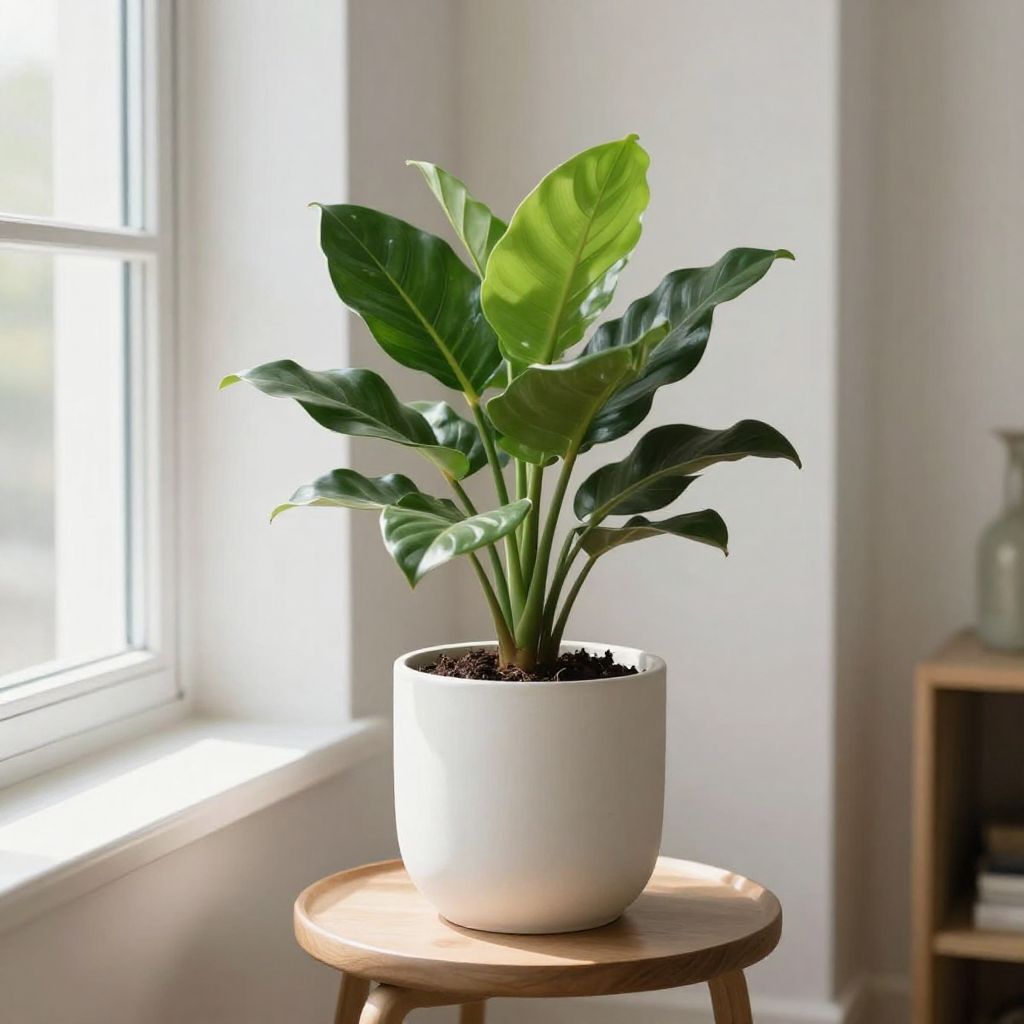 Smuk Monstera Deliciosa indendørs plante i moderne dansk hjem